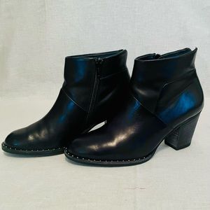 Paul Green Stella Black Leather Studded Booties Women’s Size US 7.5/UK 5